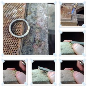 Die Ringe werden gelötet und anschließend gefeilt